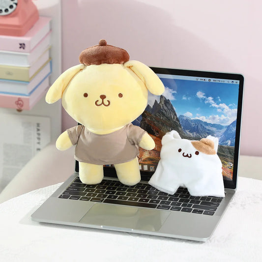 Sanrio Pompompurin Plush Toys Lovely Pillow Super Soft Dressed Pom Pom Purin Stuffed Doll Kawaii Room Decor Kids Gift