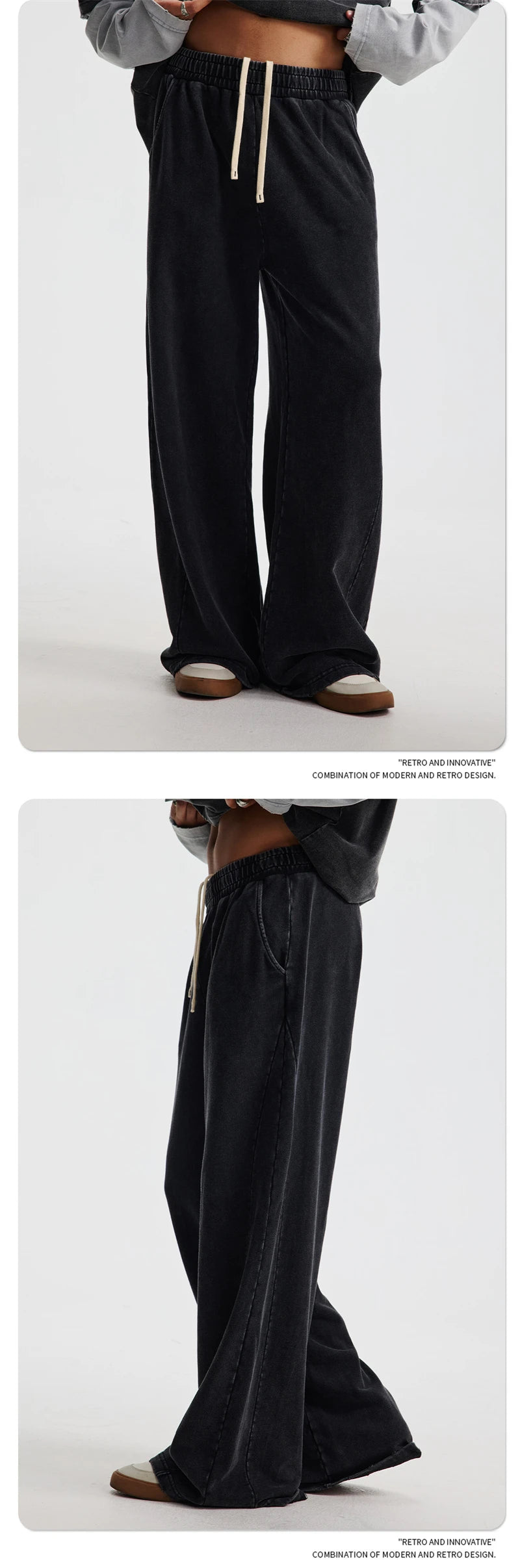 ZODF Retro 2025 Autumn Men 380gsm Washed Cotton Pants Unisex Patchwork Distressed Heavyweight Loose Solid Terry Trousers HY1071