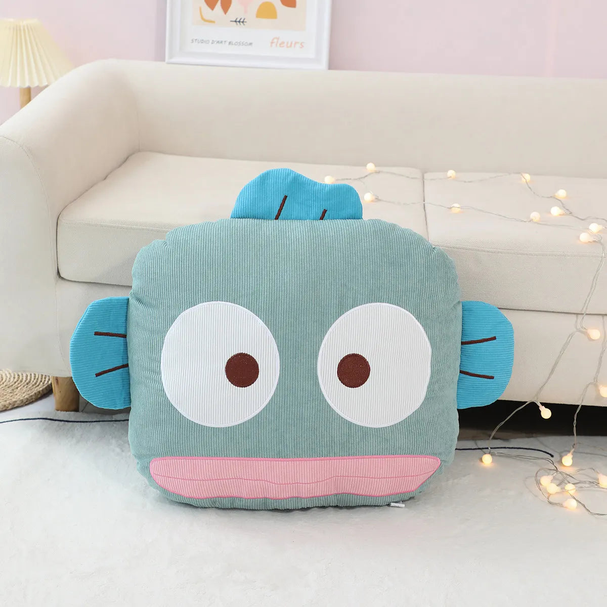 Sanrio Tuxedo Sam Kuromi Hangyodon Back Cushion Car pillow Thickened Corduroy Stuffed Anime Throw Pillow Sofa Home Decor