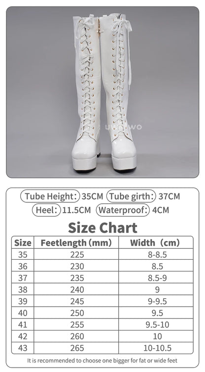 UWOWO Cosplay Shoes Universal Shoes Boots Black Blue White Rose High Tube Boots