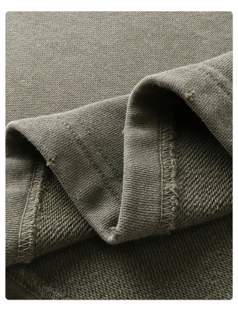 ZODF Retro Heavy Weight 400gsm Washed Cotton T-Shirts For Man Unisex Full Sleeve Turn Down Collar T Shirt Brand Tops HY1087