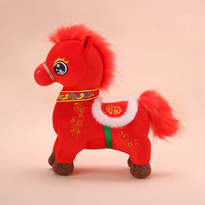 22cm Cartoon Cute Horse Plush Toy Sunflower Lion Dance Decorative Pony Plushies Soft Doll Kawaii Lunar New Year Gift