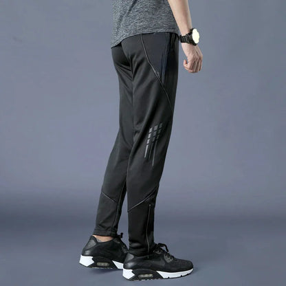 Running Pants for Men and Women Sports Football Training Jogging Gym Fitness with Zipper Pockets - black / XXL