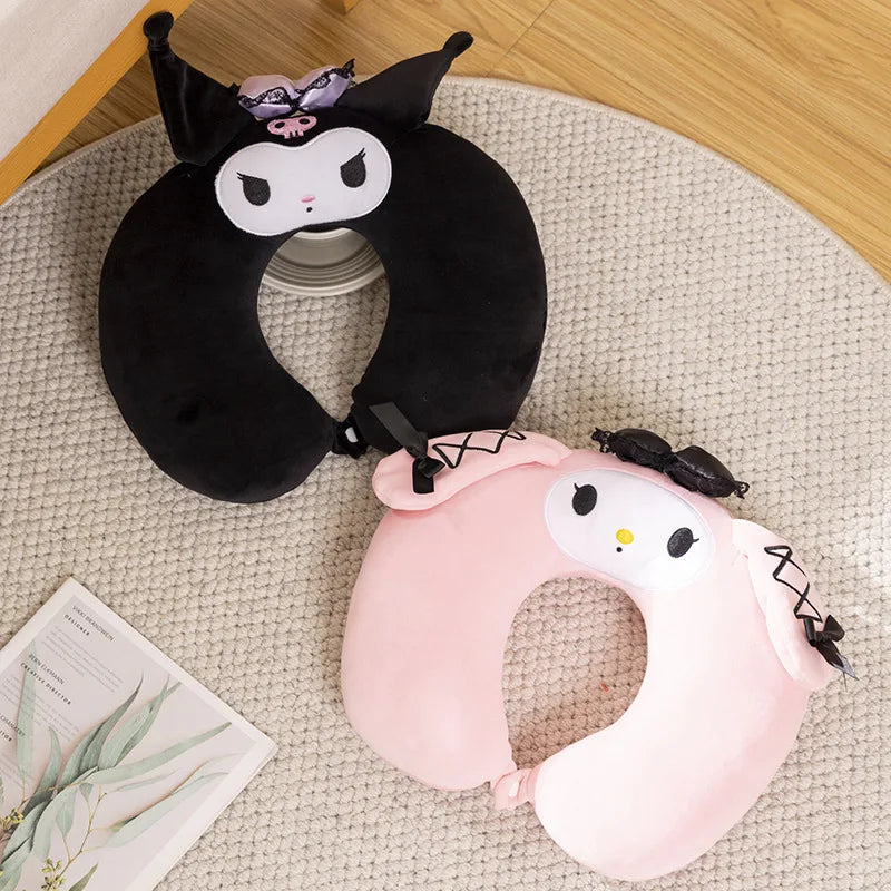 Cartoon Anime My Melody Plush Toy Soft Cute Sanrio Kuromi U-Shaped Pillow Nap Pillow Car Travel Pillow Gifts For Girl