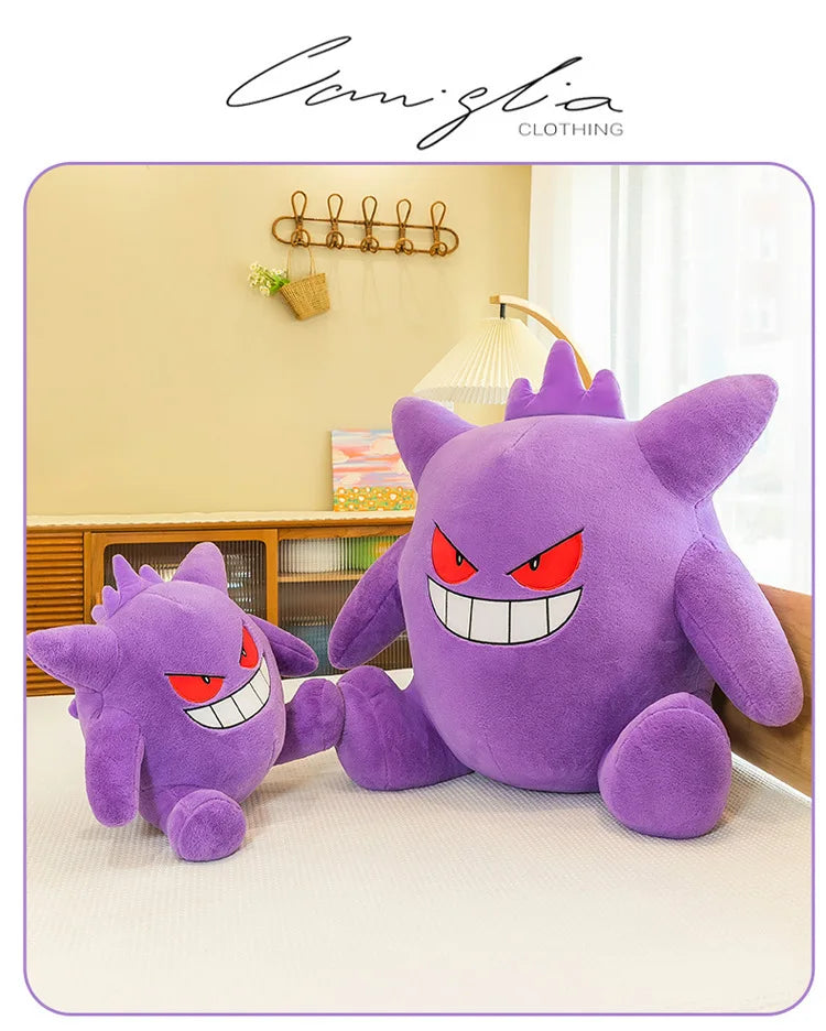 Large size Gengar Plush Toy Pokemon Doll Cute Stuffed Animal Kids Birthday Christmas Gift for Children Plushie Doll Fantasy Pet