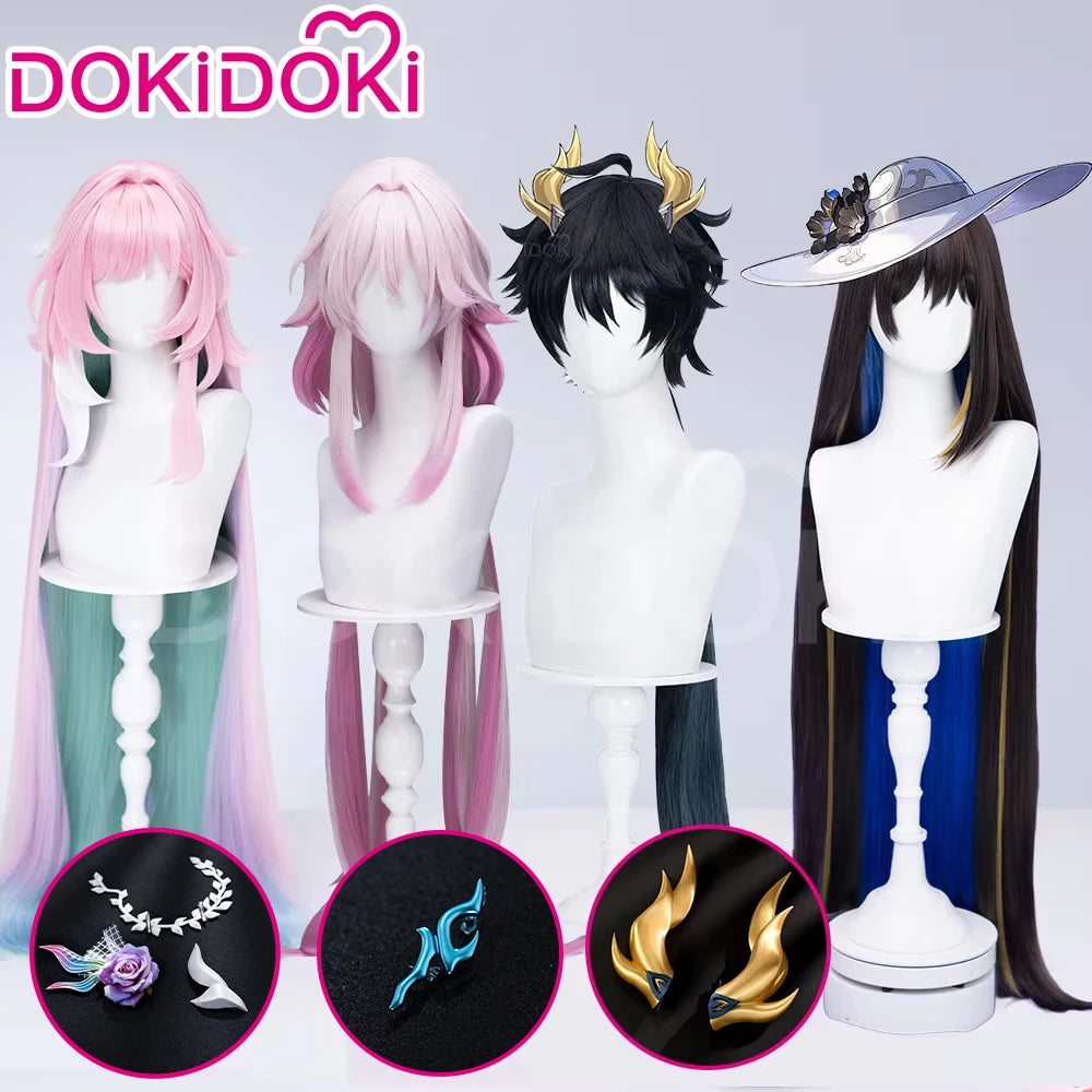 IN STOCK Evernight Cyrene Dan Heng Wig Game Honkai: Star Rail DokiDoki Dan Heng Permansor Terrae Horns Cyrene 120cm Wig