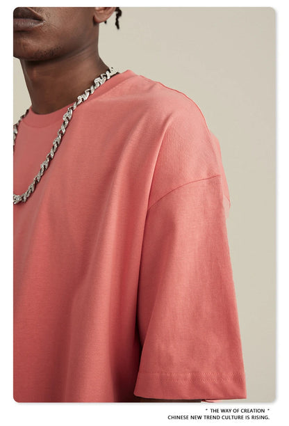 ZODF Trendy Summer 260gsm Cotton Oversized T Shirts For Men Unisex Male Kanye West High Street Solid Tees Brand Tops HY0122