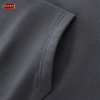 ZODF Fashion Winter Men 500gsm Fleece Hoodies Unisex Loose Fit Heavy Weight Thick Warm Hooded Pullovers Coats Streetwears HY0045
