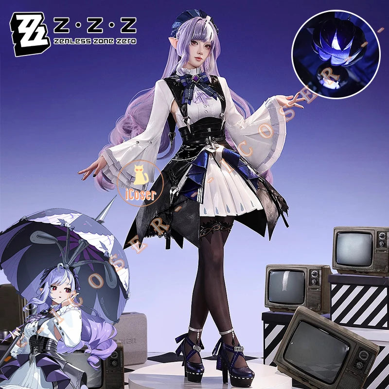Zenless Zone Zero Vivian Cosplay Costume Wig Dress Uniform Luminous Props Metal Accessories Halloween Party Women Girls Carnival