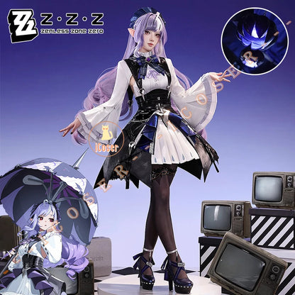 Zenless Zone Zero Vivian Cosplay Costume Wig Dress Uniform Luminous Props Metal Accessories Halloween Party Women Girls Carnival