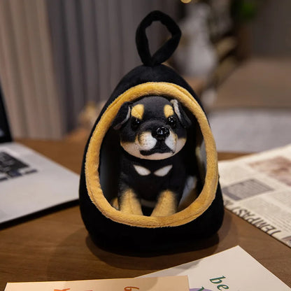 Cute Lifelike Husky & Akita Ultra-Soft Plush Stuffed Toys With A Tiny Cozy Dog Bed Cloth Dolls  Pet Lovers And Plush Collectors