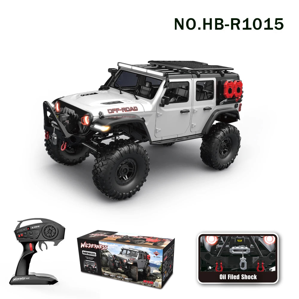 1/10 RC Car HB RTR R1011 Remote Control Vehicle 2.4G Full Proportional Rock Crawler LED Light 4WD Off-Road Climbing Truck Toys