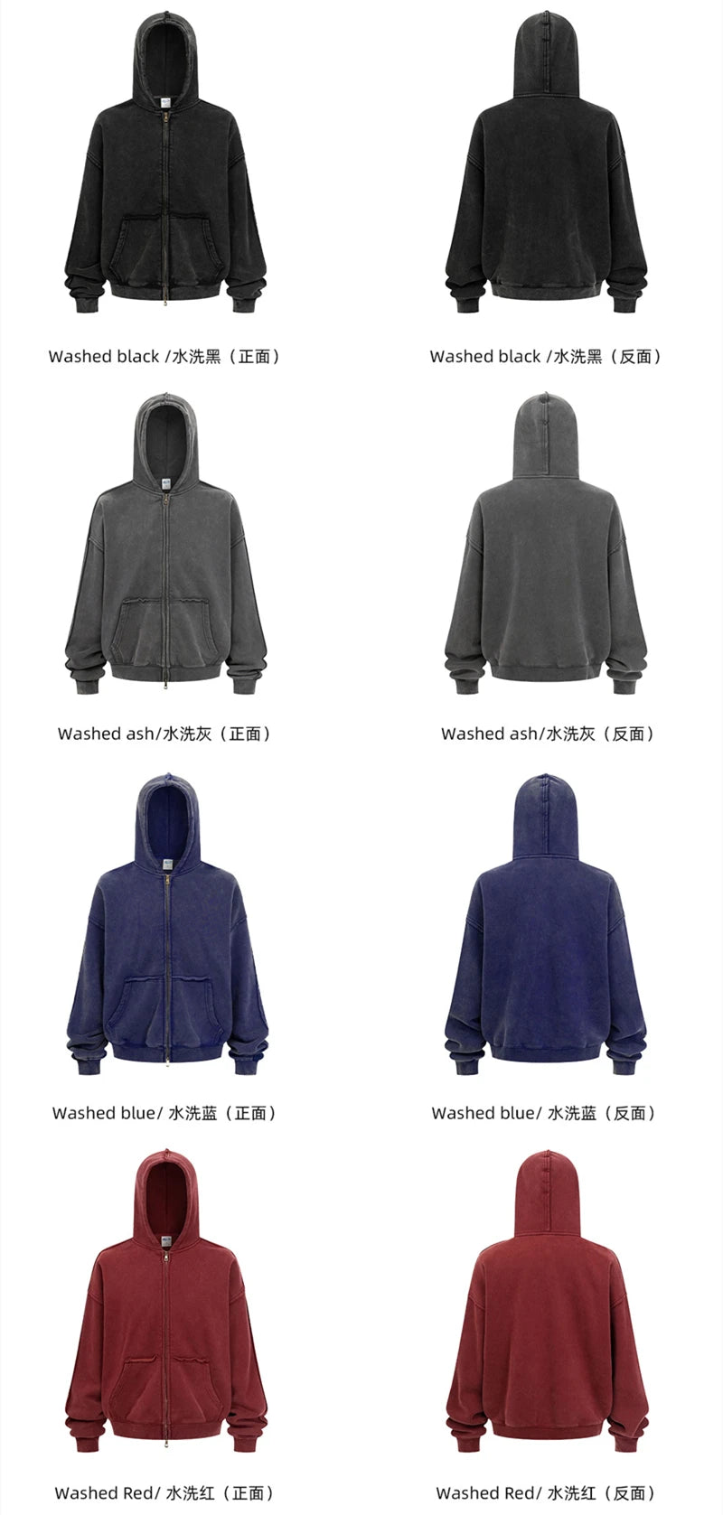 ZODF Vintage Man's Batik Washed Fleece Zipper Hoodie Unisex Winter Warm Distressed Hooded Coat Pullovers Brand Clothing HY1146