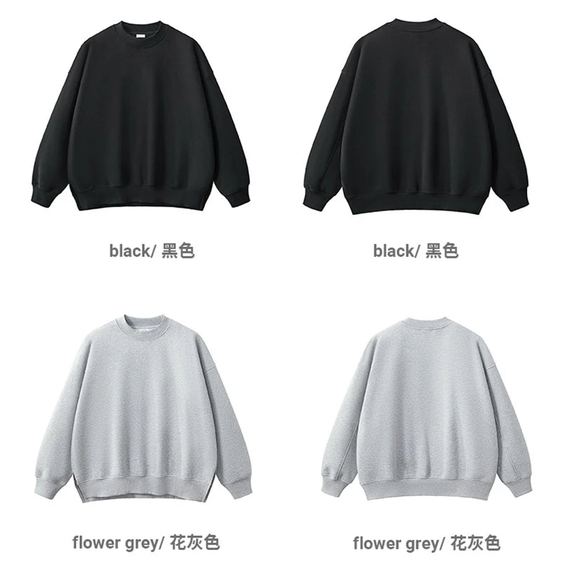 ZODF Fashion Men Winter Side Split Fleece Sweatshirt Winter Unisex Oversized 350gsm O Neck Warm Pullovers Brand Clothing HY0058