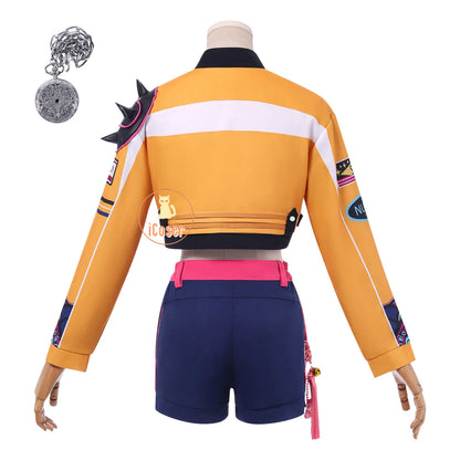 Anime Movie KPop Demon Hunters Rumi Cosplay Costume Yellow Jacket Huntrix Uniform Earrings Halloween Party for Women Girls Props