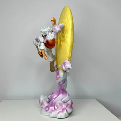 New 26cm One Piece Anime Periphery Figure Moon Nika Luffy Gear 5 With Moon Light Action Figure Gk Statue Model Home Decorations