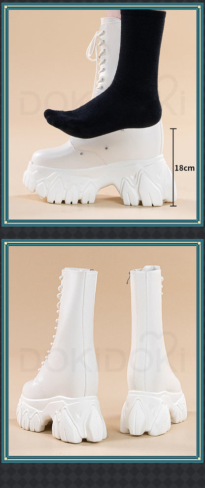 IN STOCK Women Cosplay Props 18cm Heightening Shoes DokiDoki Women Daily 12cm 11cm 18cm 22cm Black White Boots Shoes Halloween
