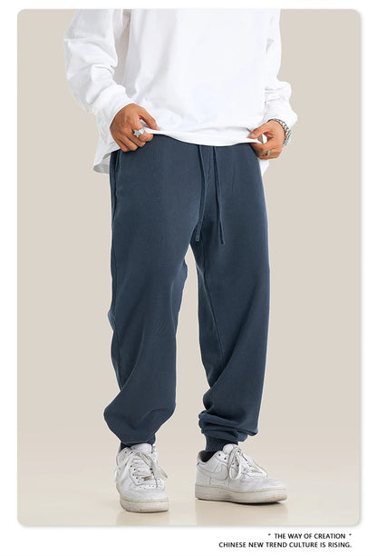 ZODF Retro Men Washed 380gsm 100% Cotton Sweatpant Unisex Loose Sport Solid Joggers Pants For Spring Autumn  HY0901