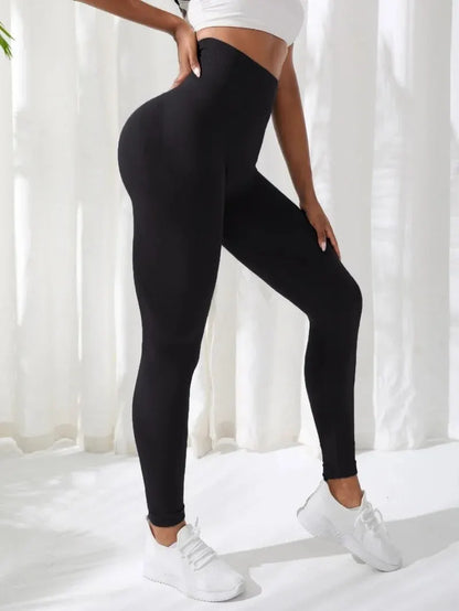The Codex Women’s High Waist Seamless Gym Yoga Leggings Stretchy Athletic Fitness Pants - black / M