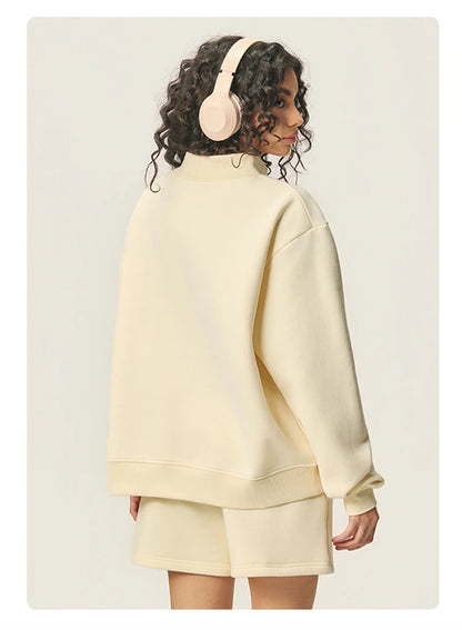 ZODF 2025 Winter Women 350gsm Warm Fleece Sweatshirts Girls Female Hip Hop Half Turtleneck Pullovers Brand Clothing HY056