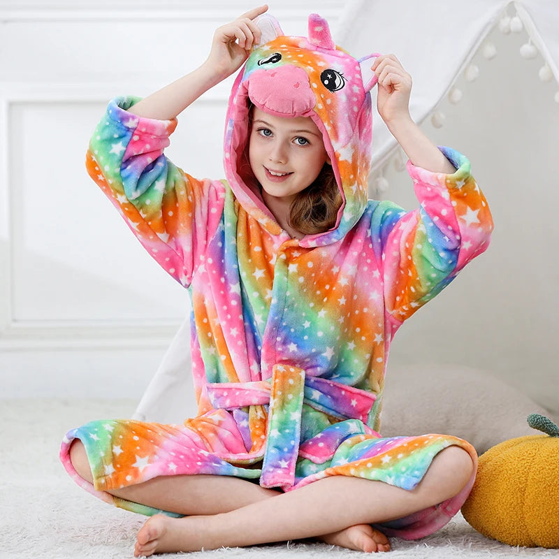 Kids Bath Robe Boys Clothes 2025 Winter Pajamas Warm Child Loungewear Toddler Girls Bathrobe 3 to 4 5 6 7 8 9 10 11 12 13 Years