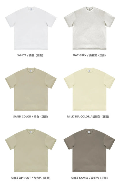 ZODF New 2025 Heavy Weight 305gsm Solid Cotton T Shirts For Men Unisex Summer Oversized Noshrink Basic T-Shirt Brand Tops HY0475