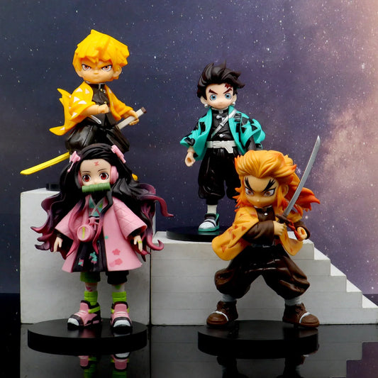 Anime Demon Slayer Tanjirou Nezuko Hashibira Inosuke Kyoujurou Action Figure PVC Model Statue doll Toy Desk Decor Collectio Gift