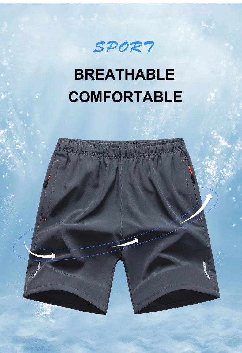 Chrlck Men’s Reflective Quick-Dry Running Shorts Breathable Ice Silk Fishing Pants Large Size M-8XL - Black