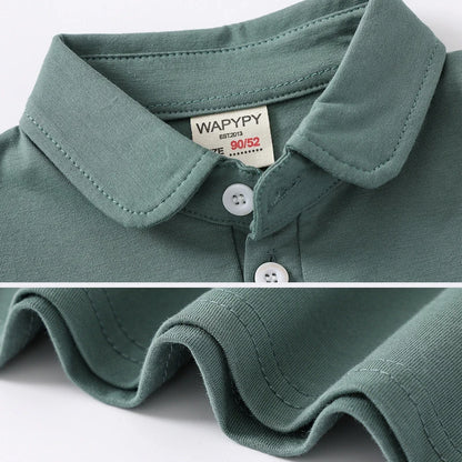 Children's Polo Shirts for Baby Boy Clothes 6 to 9 12 18 24 Months Blue Toddler Kids Tshirt Turn Down Collar Polos with Pocket