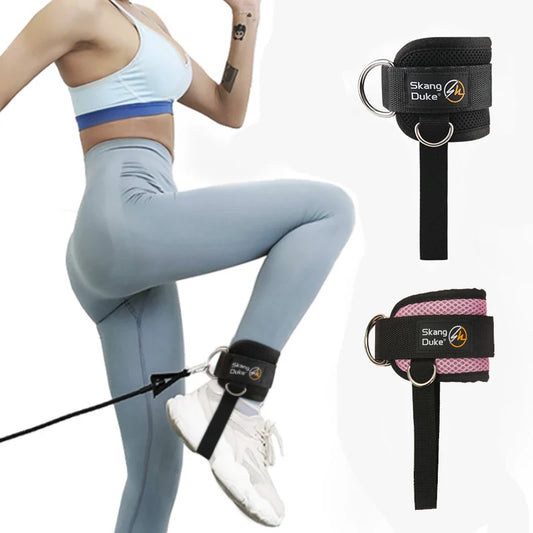 1pc Padded Neoprene Ankle Strap with Double D-Ring for Cable Machines Gym Workouts Leg Extensions - Black 1PC
