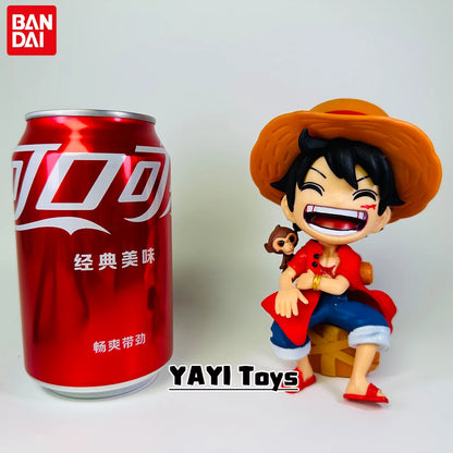 One Piece Anime Figure Sitting Laughing Luffy Action Figures Kawaii Sanji Zoro Figurine Collection Toys Doll Gift Model
