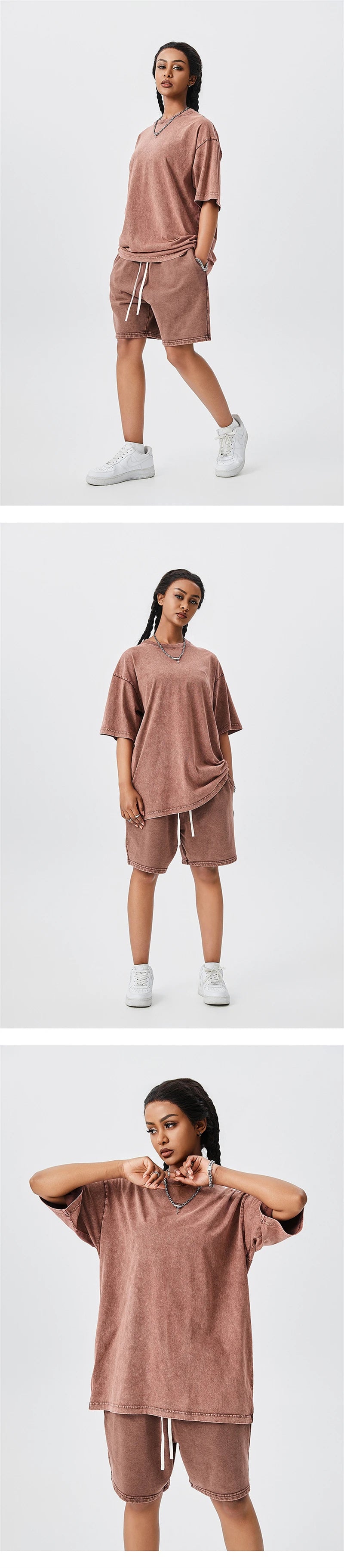 ZODF Men's Summer Batik Washed 250gsm T Shirts Retro Vintage Unisex Basic Loose Solid Cotton T-Shirt Brand Tops 2024 New HY0753