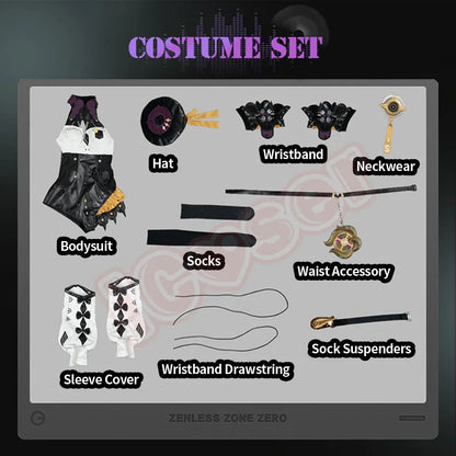 Zenless Zone Zero Yidhari Cosplay Costume Wig Uniform Bodysuit Hat Spook Shack Halloween Party for Women Girls Role Play Outfit