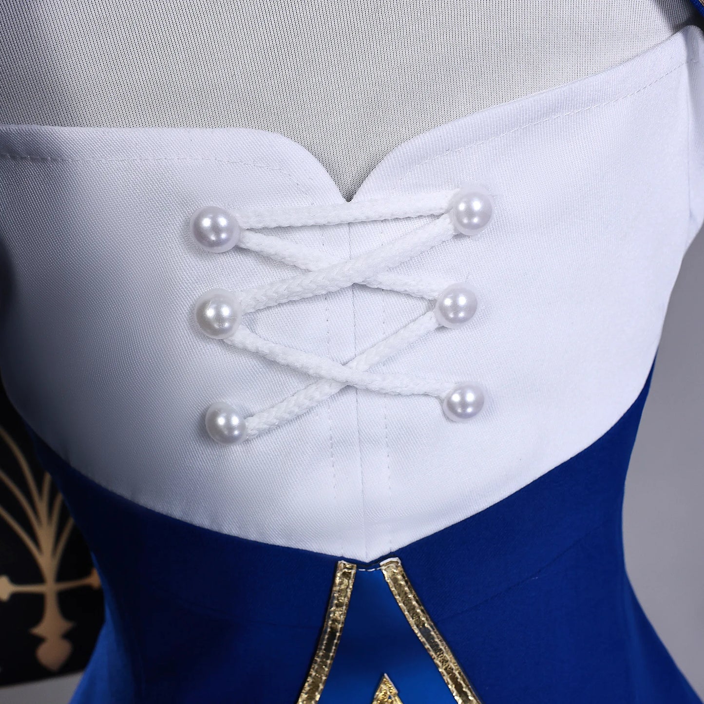 iCoser Honkai Star Rail Fate Saber Cosplay Costume Wig Blue Dress Uniform Outfit Halloween Party for Women Girls Carnival Props