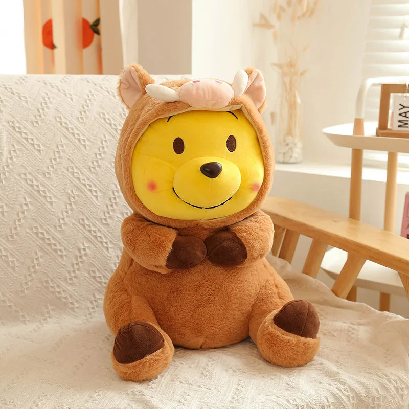 Disney 35-65cm Large-sized Winnie The Pooh Plush Toy with A Removable Hat A Cuddly Doll for Sleeping and Hugging Festival Gifts