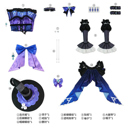 Genshin Impact Wonderland Manekina Cosplay Costume Candlelit Revelry Dress Hat Halloween Party for Women Girls Role Play Outfit