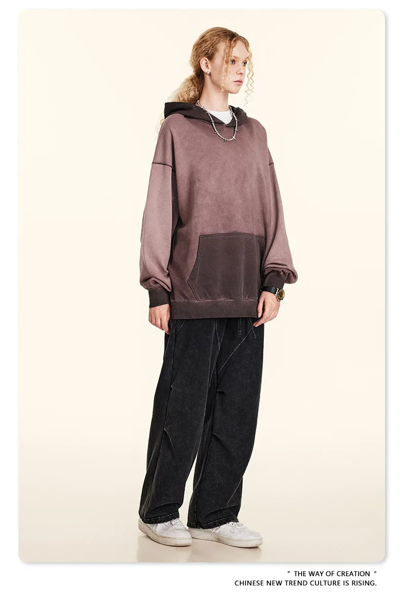 ZODF American Retro Washed Cotton Hoodie For Men Unisex Autumn High Street Oversized Knitted 380gsm Hooded Pullovers Coat HY0913