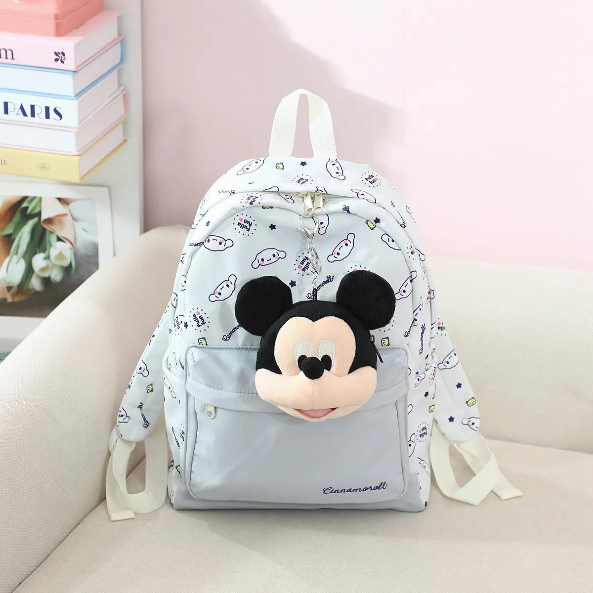 Cartoon Minnie Mouse Coin Purse Bag Pendant Plush Toy Mickey Lovely Earphone Storage Bag Kawaii Stuffed Anime Doll Gifts Girl