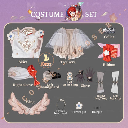 Honkai Star Rail Tribbie Cosplay Costume Wig Dress Uniform Headwear Wings Halloween Party Women Girls Carnival Role Play Props