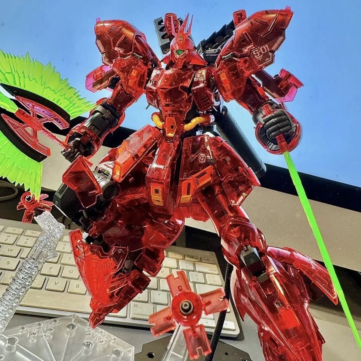 SIHAI Model SAZABI RG 1/144 MSN-04 Electroplate Version Assembly Model Kit Toys Action Figures Robot Plastic Model Kits Gift