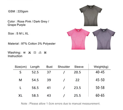 ZODF 2024 Summer Hotweet Washed T Shirt For Women Girls Gradient Raglan Sleeve Comfortable Short Tees Brand Tees HY0826