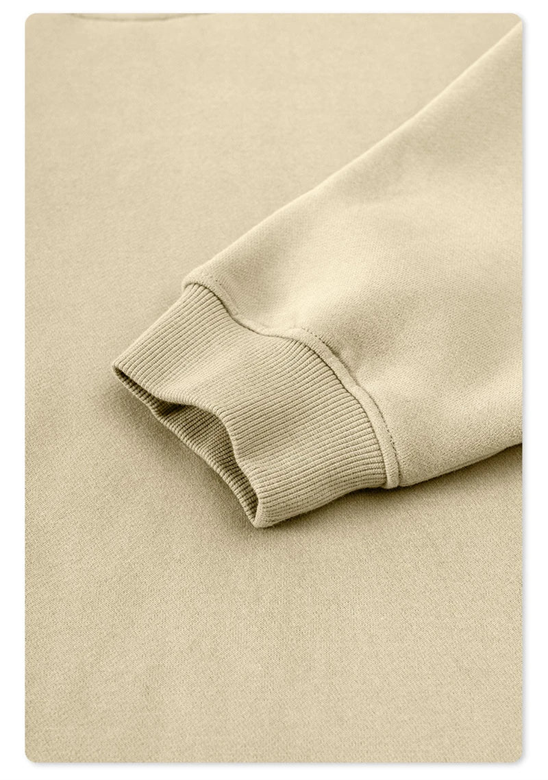 ZODF 2024 Winter Men 345gsm Fleece Sweatshirts Unisex Women Casual Loose Warm Solid O-Neck Pullovers Streetwears HY0865