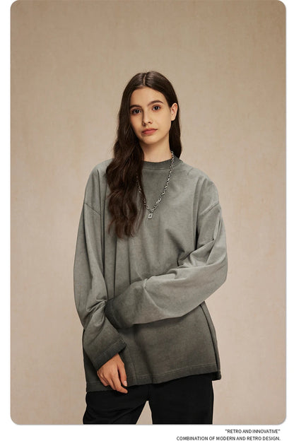 ZODF New 2024 Autumn Washed 100% Cotton T-Shirt For Men Unisex Loose Distressed 275gsm O Neck T Shirts Brand Tops HY0924