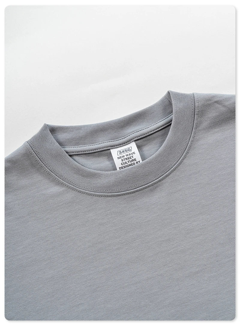 ZODF 2024 Heavy-Weight 345gsm Basic Solid T-Shirts For Men Unisex Women Summer Loose 100% Cotton T Shirt Brand Clothes HY0771