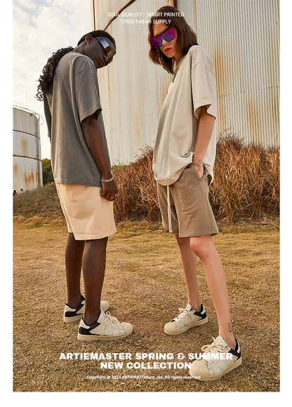 ZODF New Summer Solid Washed Cotton T-Shirts Streetwears For Men Unisex Retro High Street 275gsm Basic Tees Brand Tops HY0071