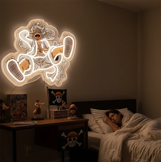 Custom One Piece Luffy Acrylic Neon LED Light Animes Artwork for Home Festival Decor Party Bar Hotel Salon Business Shop,Etc.