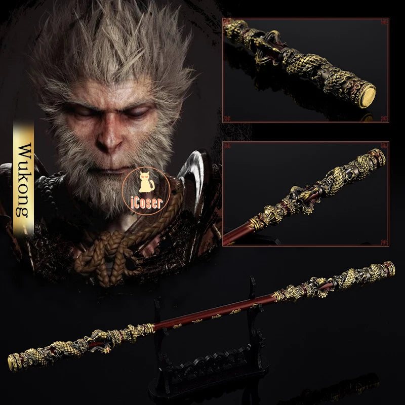 Black Myth Wukong Sun Wukong Golden Cudgel Monkey King Weapon Cosplay 35CM Metal Props Accessory for Boys Kids Birthday Gifts