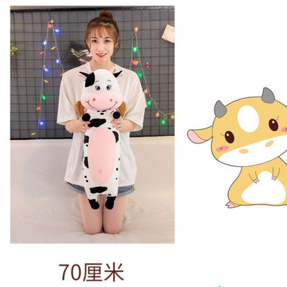 70cm-100cm Lovely Creative Milk Cow Plush Pillow Toys Soft Stuffed Cartoon Animal Cattle Doll Bedroom Sleeping Pillow Cushion