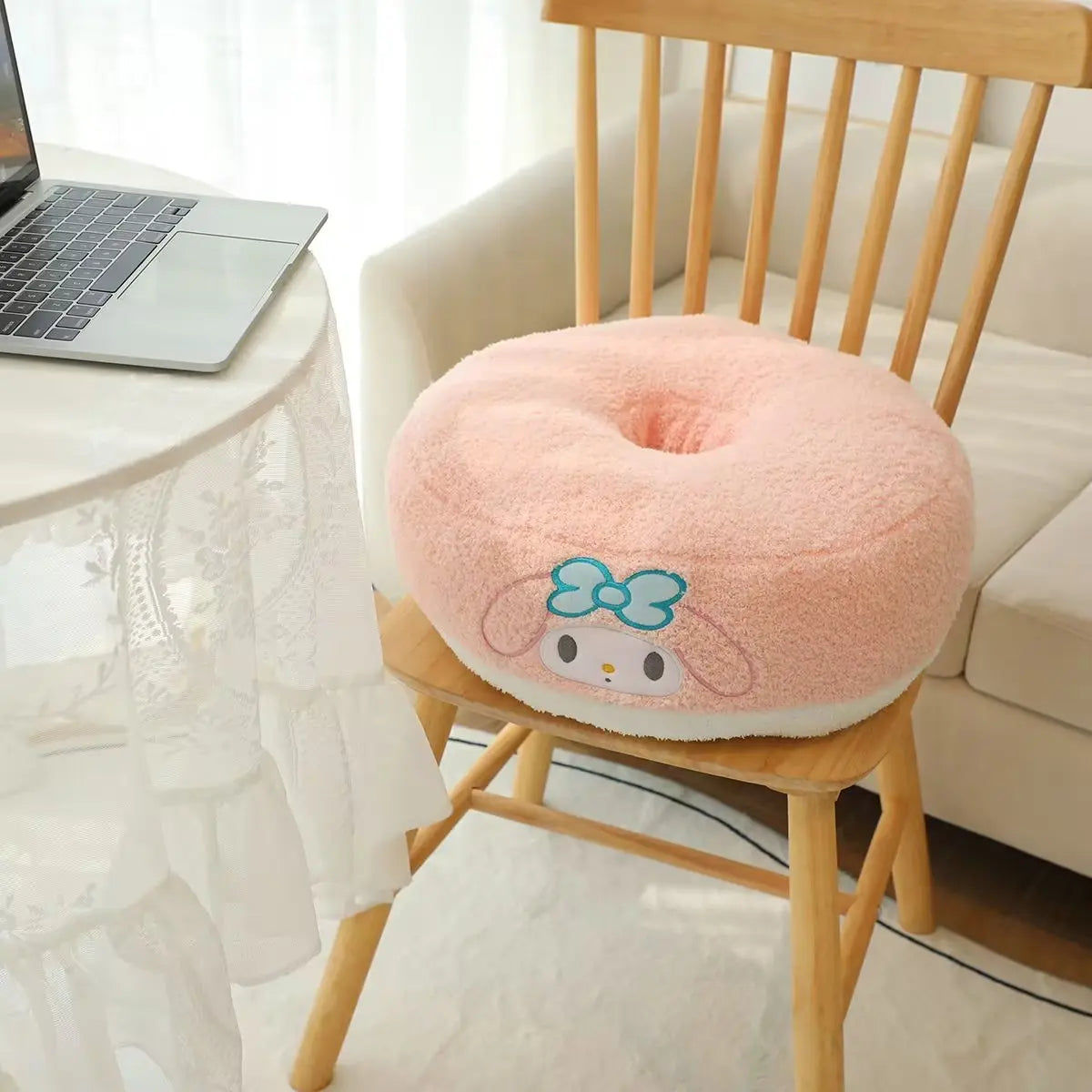 Sanrio Series Donut Shaped Plush Cushion Kuromi My Melody Pochacco Cinnamoroll Plush Seat Cushion Gifts For Children