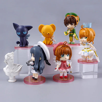 6Pcs Anime Card Captor Figure KINOMOTO SAKURA LI SYAORAN Daidouji Tomoyo CERBERUS Set Model Toy Cake Gift Action Figure PVC